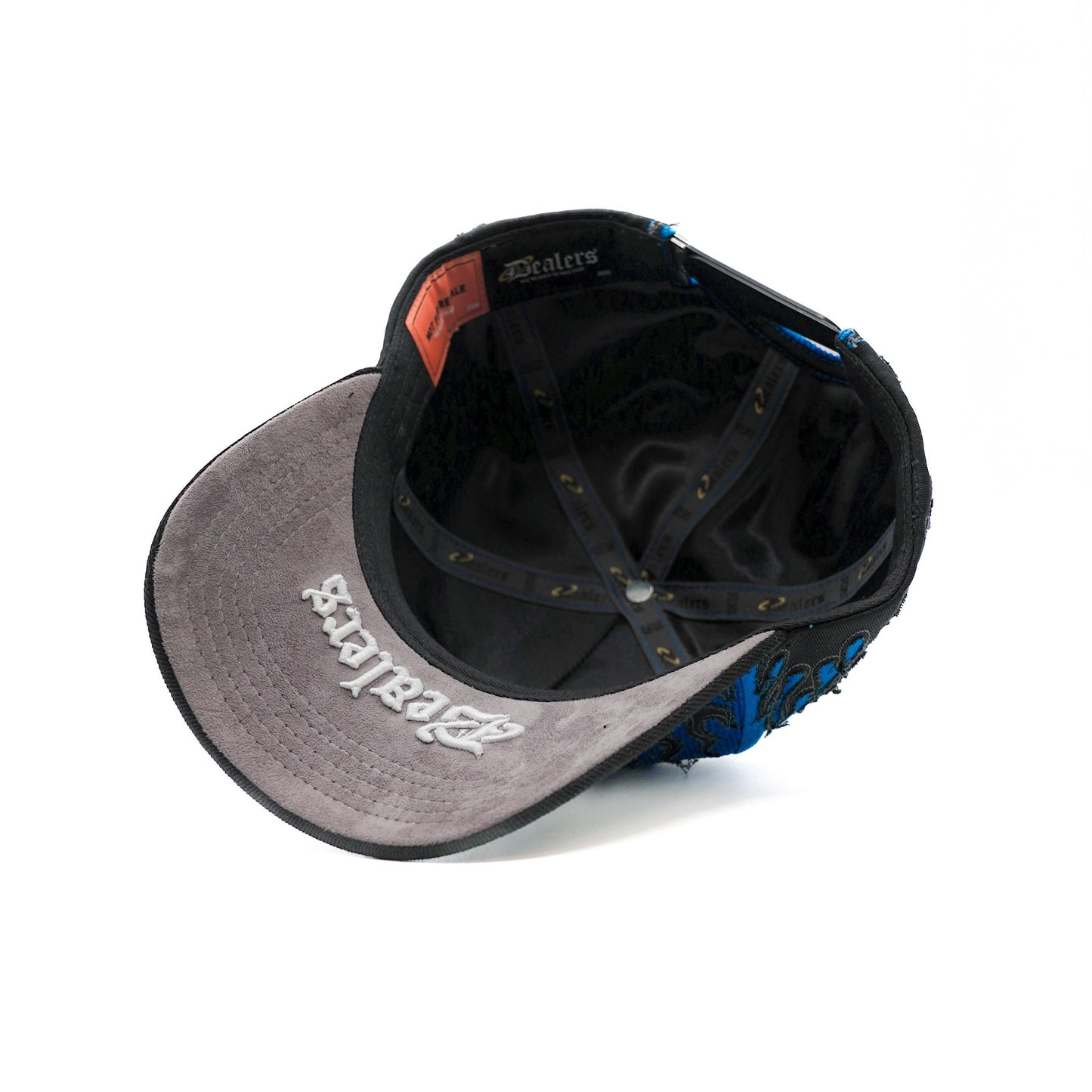 LA Royal Blue Flames embroidered 5-panel snapback hat — The Hat Dealers, view 10