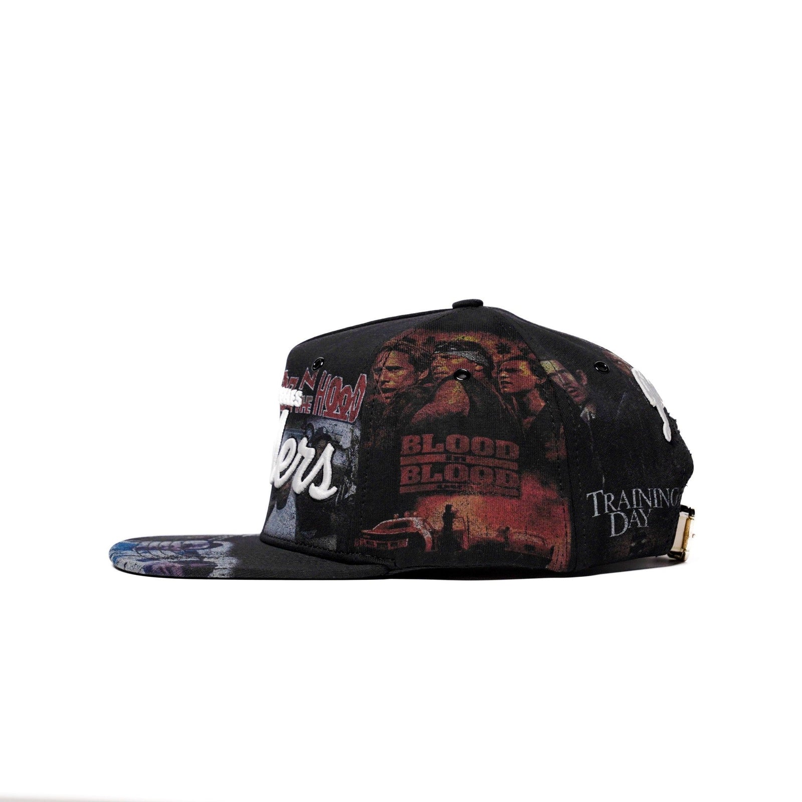 The Classics LA movie-collage snapback, flat brim — right side panel