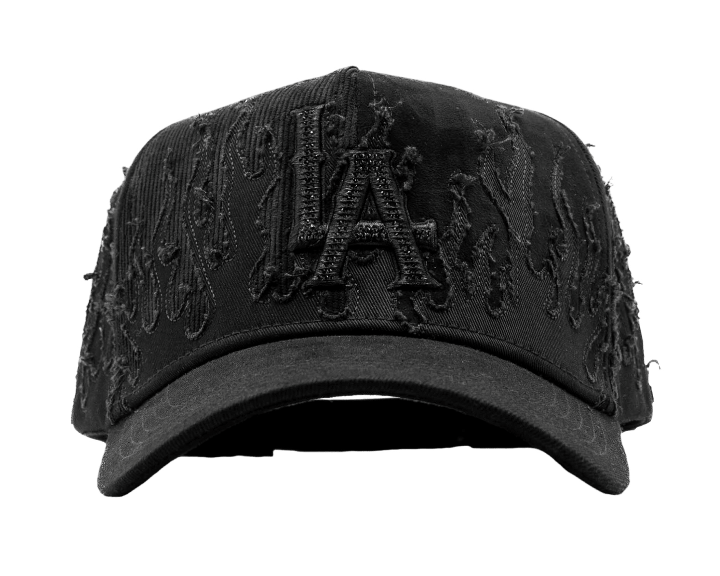 LA Black Flames embroidered 5-panel snapback hat — The Hat Dealers, view 1