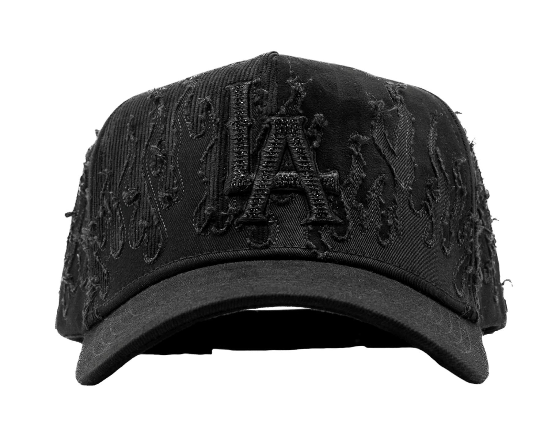 LA Black Flames embroidered 5-panel snapback hat — The Hat Dealers, view 1
