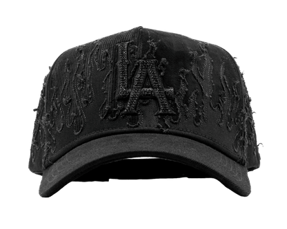 LA Black Flames embroidered 5-panel snapback hat — The Hat Dealers, view 1