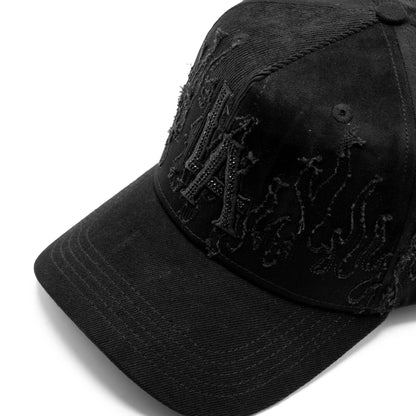 LA Black Flames embroidered 5-panel snapback hat — The Hat Dealers, view 4