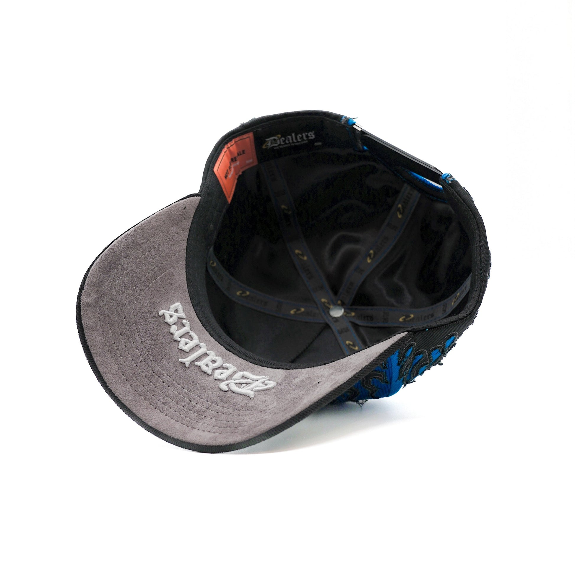 LA Royal Blue Flames embroidered 5-panel snapback hat — The Hat Dealers, view 10