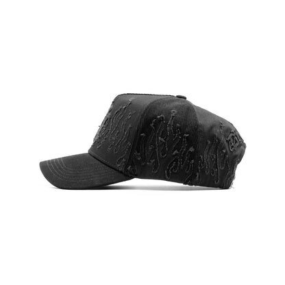 NY Black Flames embroidered 5-panel snapback hat — The Hat Dealers, view 4