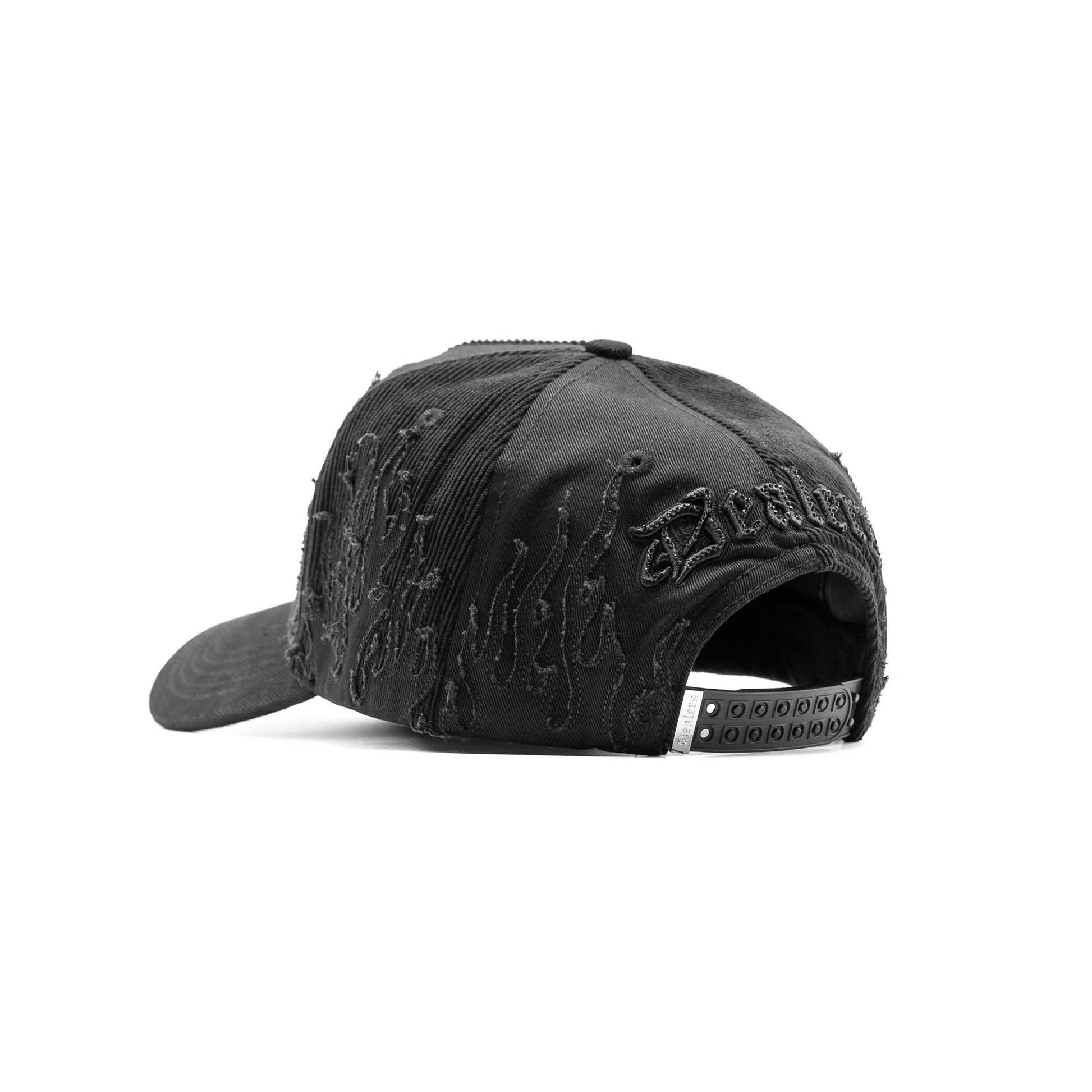 NY Black Flames embroidered 5-panel snapback hat — The Hat Dealers, view 5