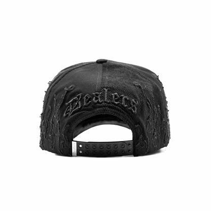 NY Black Flames embroidered 5-panel snapback hat — The Hat Dealers, view 6
