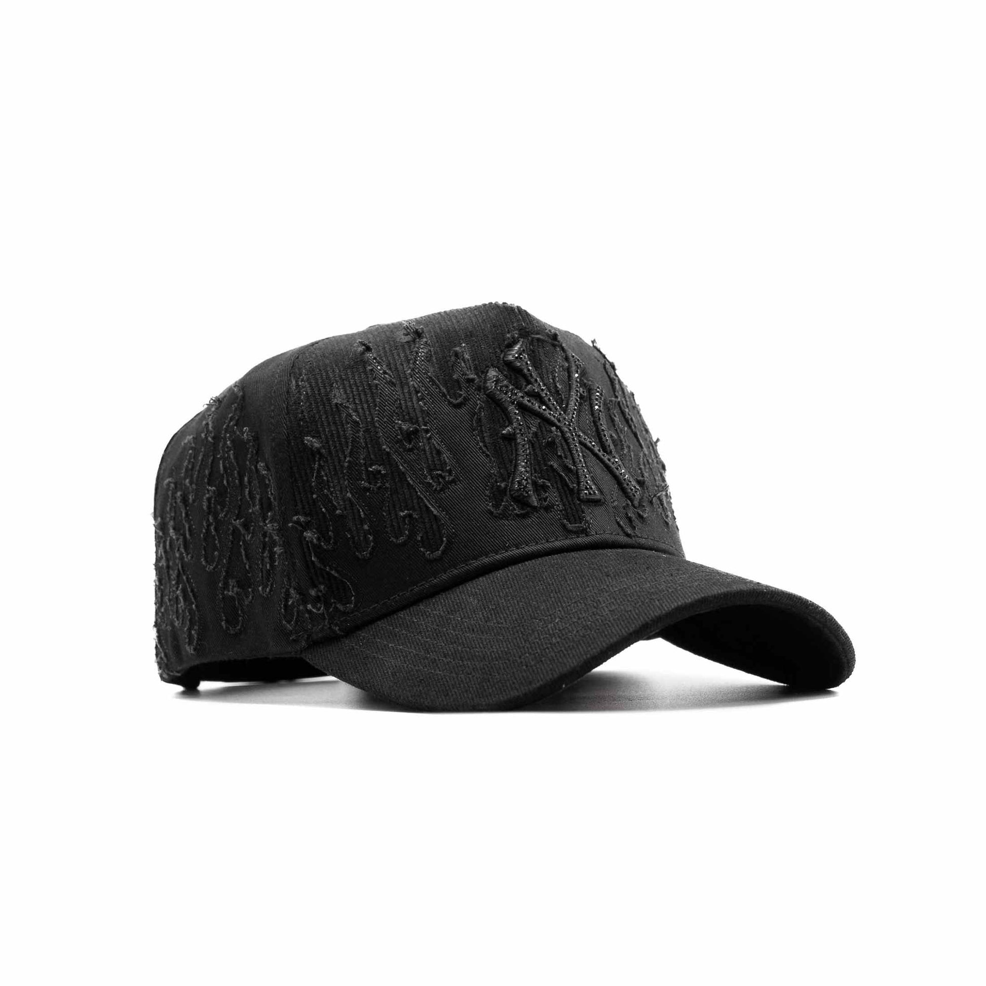 NY Black Flames embroidered 5-panel snapback hat — The Hat Dealers, view 9
