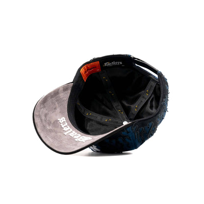 NY Navy Flames embroidered 5-panel snapback hat — The Hat Dealers, view 11