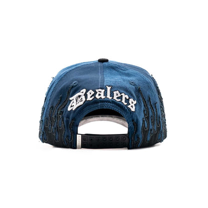 NY Navy Flames embroidered 5-panel snapback hat — The Hat Dealers, view 7