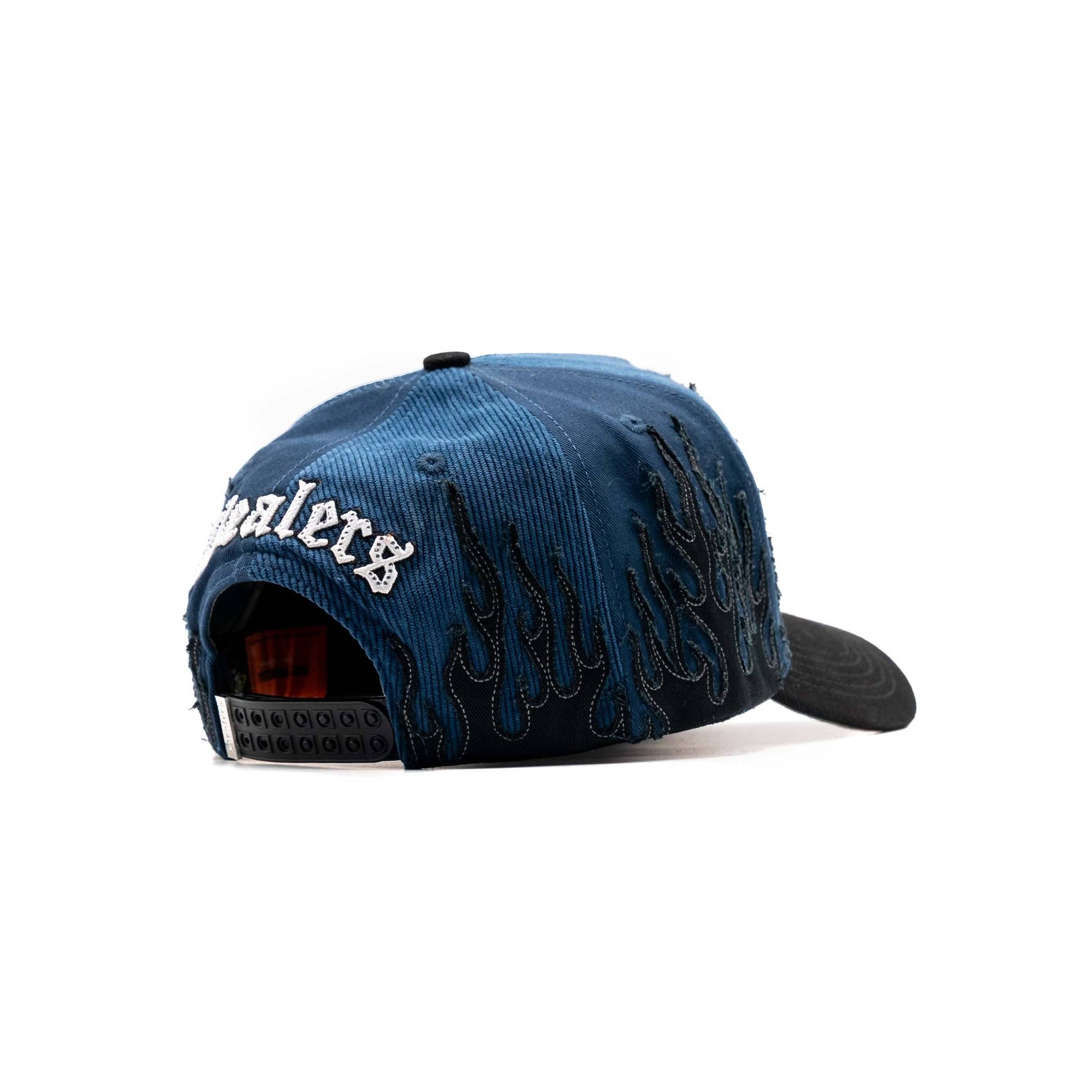 NY Navy Flames embroidered 5-panel snapback hat — The Hat Dealers, view 8