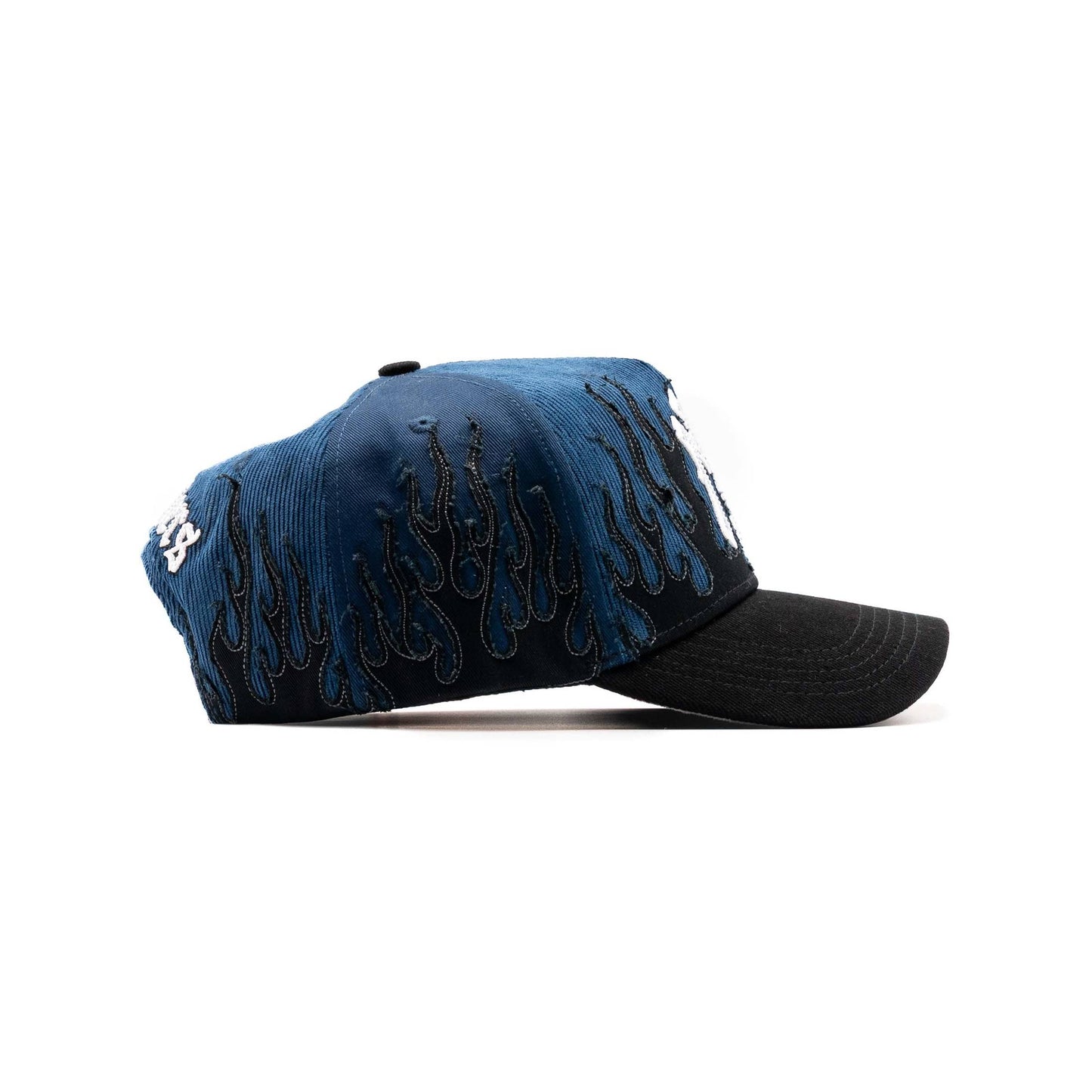 NY Navy Flames embroidered 5-panel snapback hat — The Hat Dealers, view 9