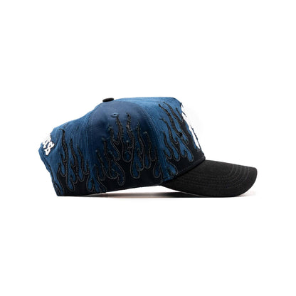 NY Navy Flames embroidered 5-panel snapback hat — The Hat Dealers, view 9