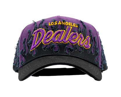 Purple Flames Los Angeles embroidered 5-panel snapback hat — The Hat Dealers, view 1