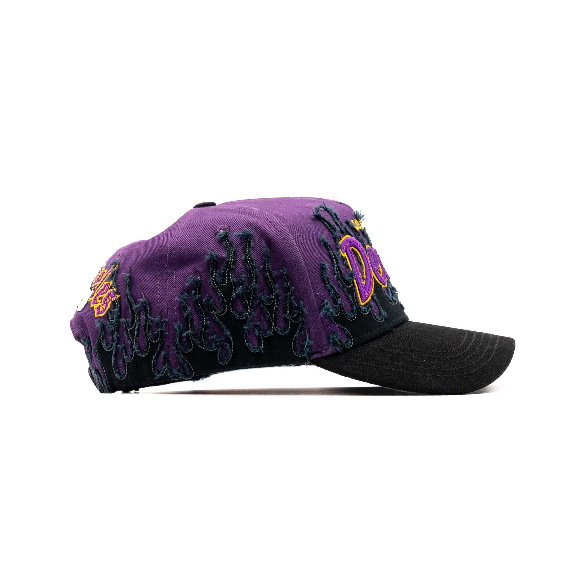 Purple Flames Los Angeles embroidered 5-panel snapback hat — The Hat Dealers, view 4