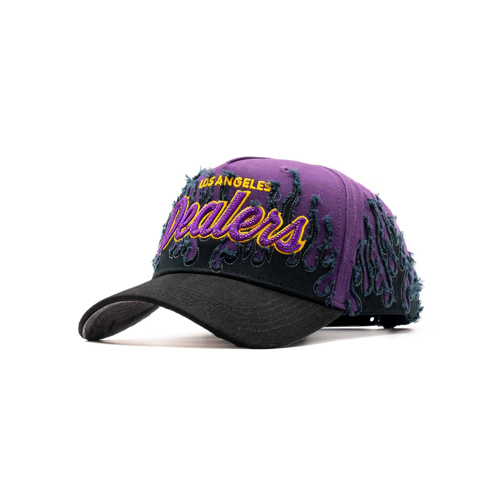 Purple Flames Los Angeles embroidered 5-panel snapback hat — The Hat Dealers, view 6