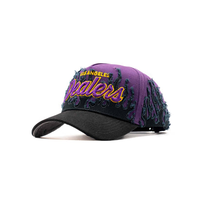 Purple Flames Los Angeles embroidered 5-panel snapback hat — The Hat Dealers, view 6
