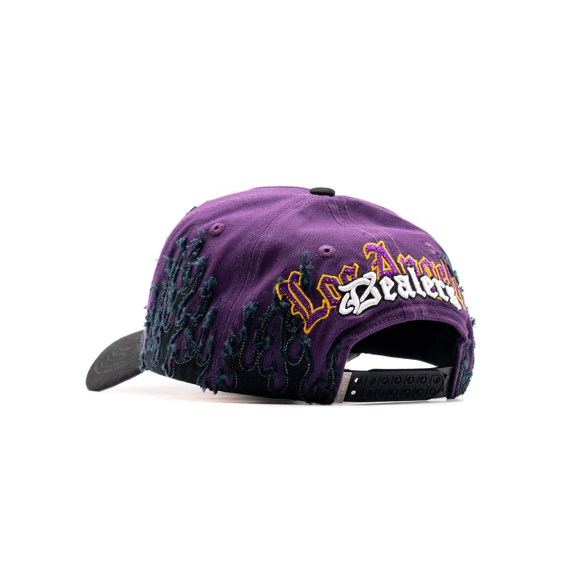 Purple Flames Los Angeles embroidered 5-panel snapback hat — The Hat Dealers, view 7