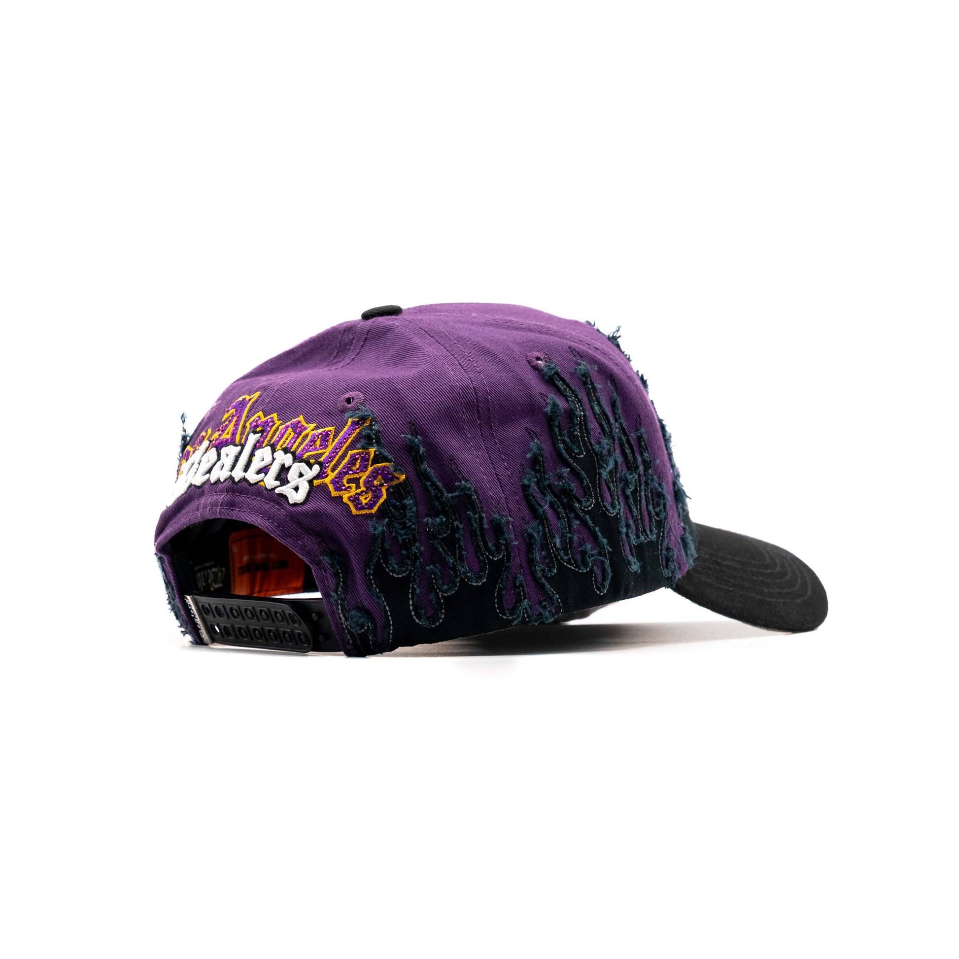 Purple Flames Los Angeles embroidered 5-panel snapback hat — The Hat Dealers, view 9