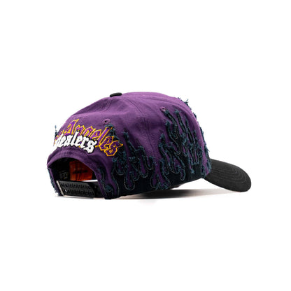 Purple Flames Los Angeles embroidered 5-panel snapback hat — The Hat Dealers, view 9