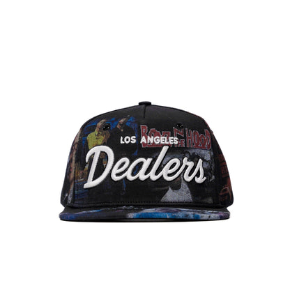 The Classics LA movie-collage snapback, flat brim — front view