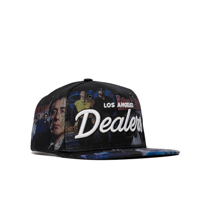 The Classics LA movie-collage snapback, flat brim — front angle