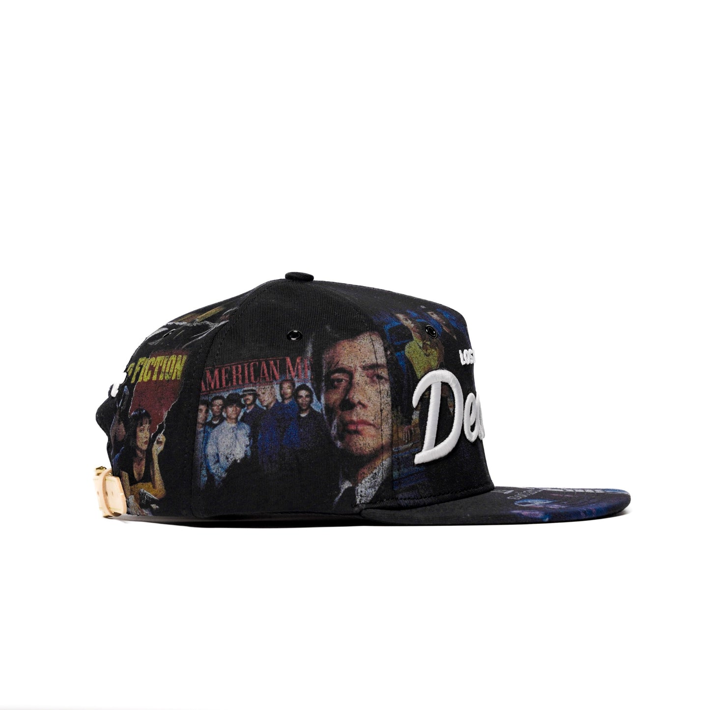 The Classics LA movie-collage snapback, flat brim — left side panel