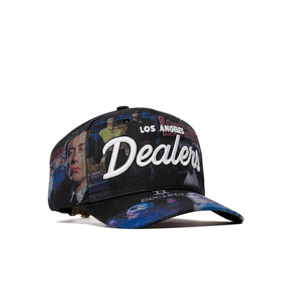 The Classics LA movie-collage snapback — front three-quarter angle