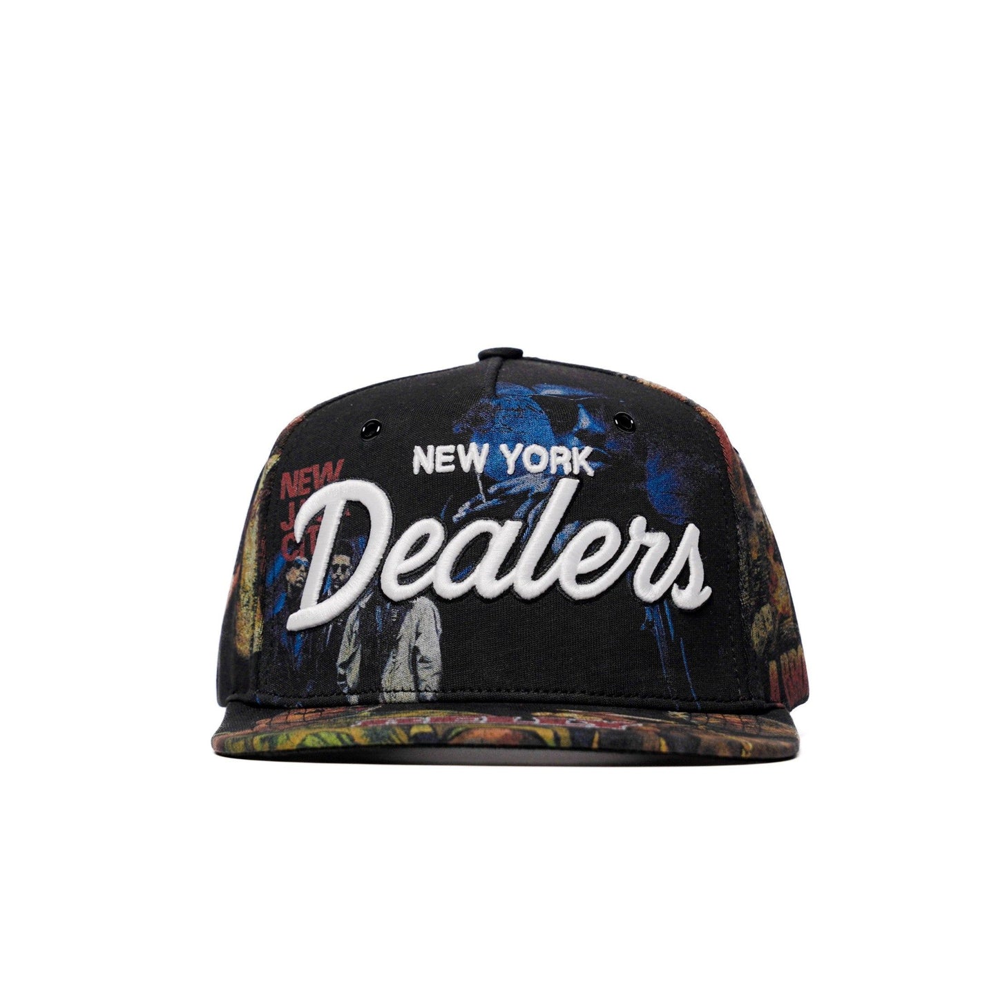The Classics NY movie-collage snapback, flat brim — front view