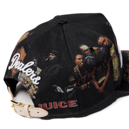 The Classics NY movie-collage snapback — back view with leather strap