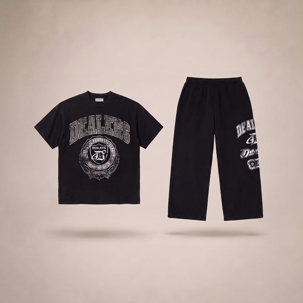Dealers Sweatpant worn with Dealers League Tee