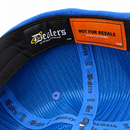 Inside the Dealers Unstructured Racing cap — Dealers label and orange NOT FOR RESALE label