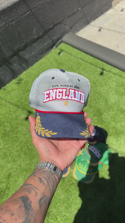 England trucker hat - in-hand close-up