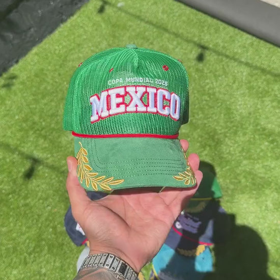 Mexico trucker hat - in-hand close-up