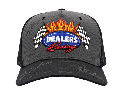 Dealers Racing Reflective snapback by The Hat Dealers, front view cutout